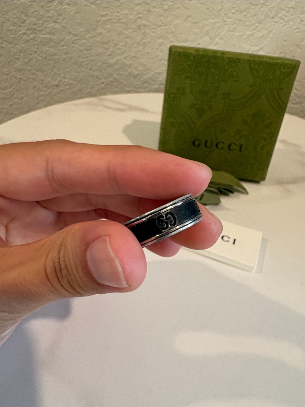 GUCCI RING Logo GG Flat with Box - Picture 6 of 7